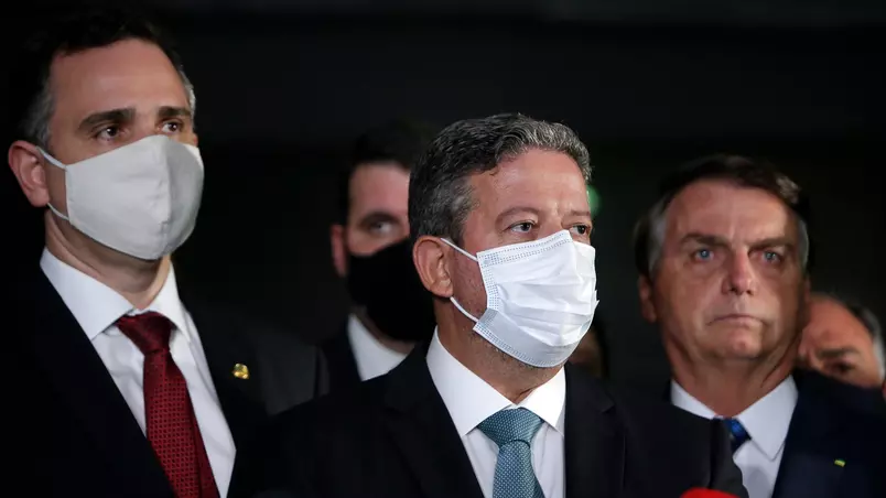 Rodrigo Pacheco, Arthur Lira e Jair Bolsonaro