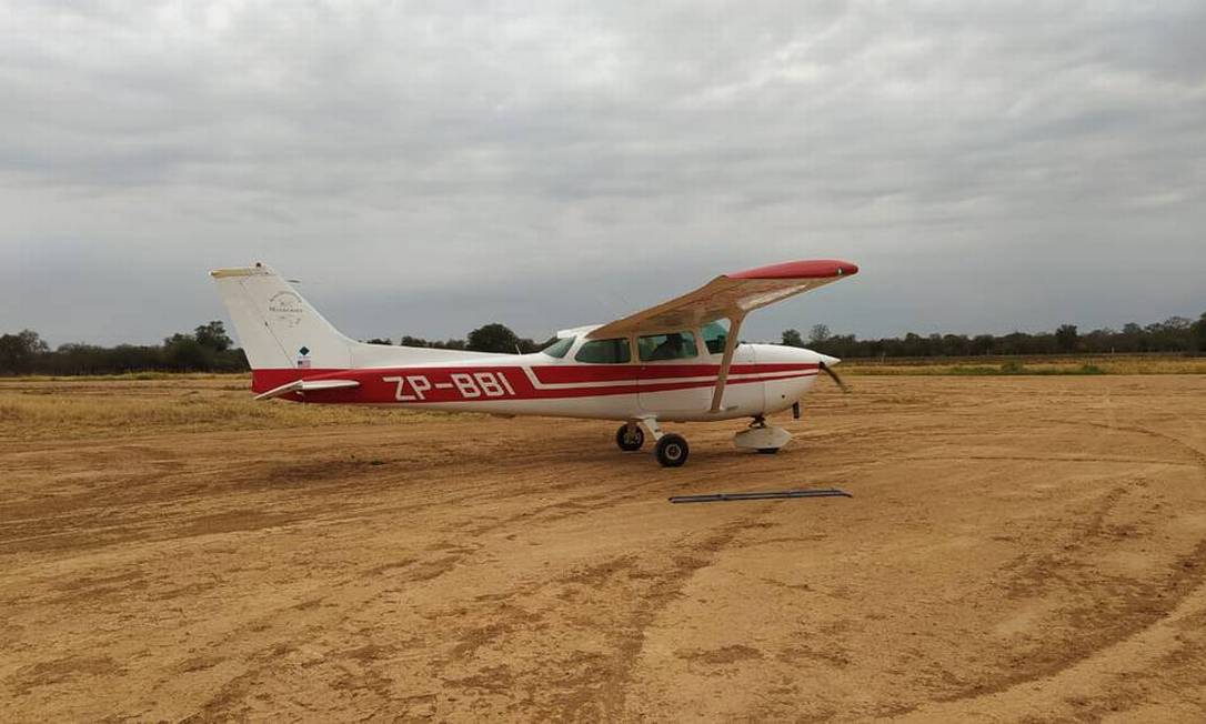 Aeronave roubada por bandidos armados em Lomo Plata, no Paraguai Foto: Reprodução/Redes sociais