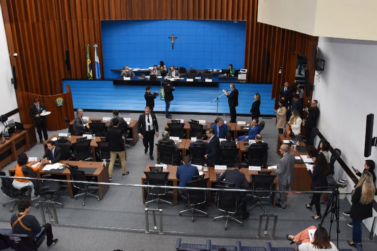 Plenário da Assembleia Legislativa de Mato Grosso do Sul; na sessão desta quinta-feira, estão pautados quatro projetos de lei