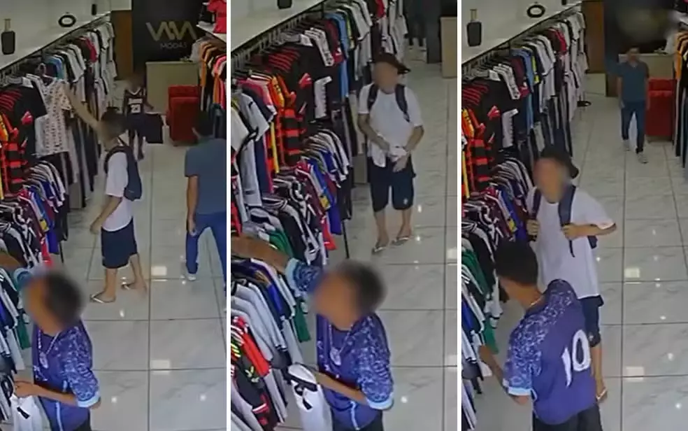Imagens mostra momento em que adolescentes furtam loja, em Luziânia (GO) - Foto: Divulgação