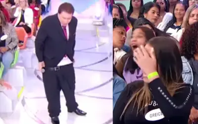 Calça de Silvio Santos cai durante programa e espanta plateia; assista vídeo